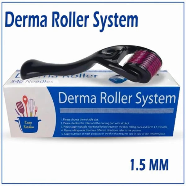 Derma Roller Facial & Hair Therapy Microneedle Hair Regrowth Beard Growth Anti Hair Loss Treatment Thinning ( 1.5mm )
