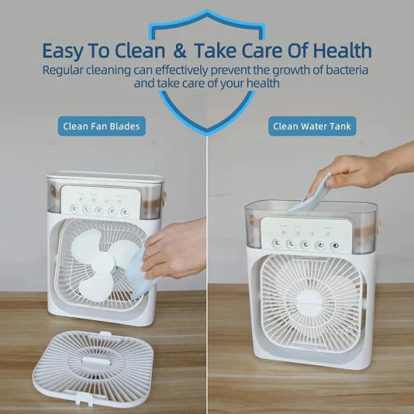 Portable Desktop Air Conditioner Usb Mini Air Cooler Fan Water Cooling Fan With 3 Speed Spray Humidifier Purifier For Car Home Rechargeable