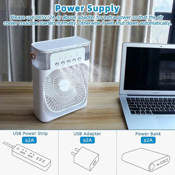 Portable Desktop Air Conditioner Usb Mini Air Cooler Fan Water Cooling Fan With 3 Speed Spray Humidifier Purifier For Car Home Rechargeable