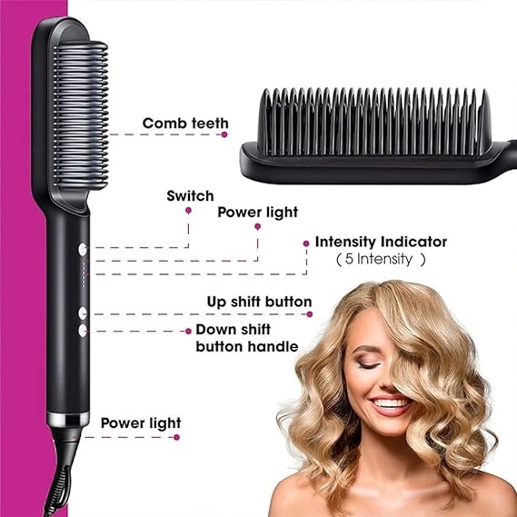 Hqt-909b Electric Professional Hair Straightening Brush (random Color)