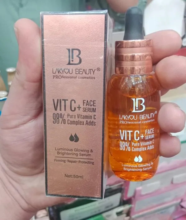 Lakyou Beauty Vitamin C Face Serum – 98% Pure Vitamin C Complex For Luminous Glow, Brightening, Firming & Repairing, 50ml